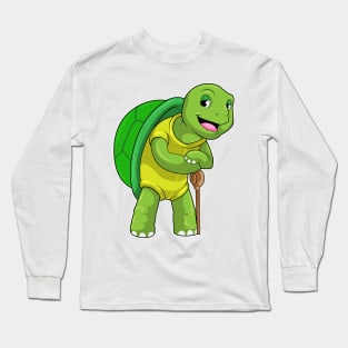 Turtle as Pensioner with Walking stick Long Sleeve T-Shirt